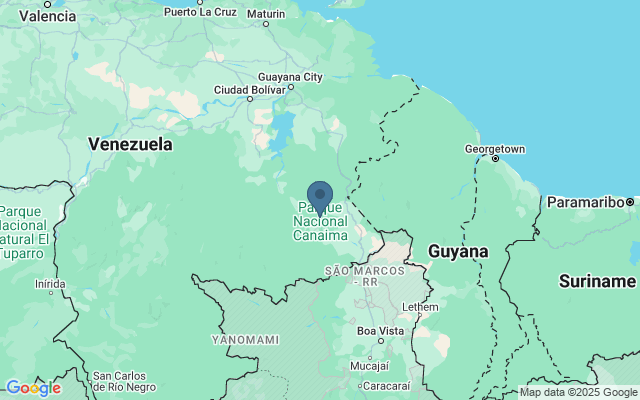 Kaart met locatie Nationaal Park Canaima